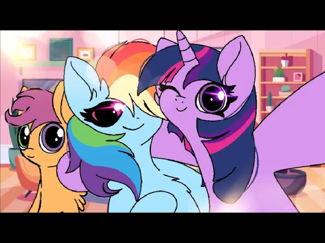 Scootaloo introduces Rainbow Dash to her family at the Hometown Buffet